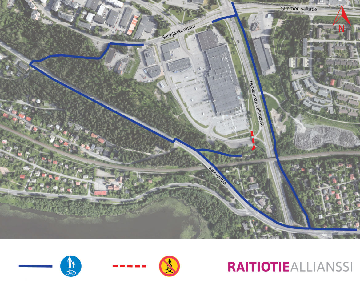 Rieväkadulle väliaikainen kevyen liikenteen silta, silta suljettuna 20.7. ja 21.7. välisen yön