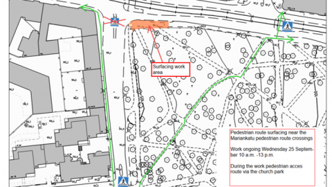 Changes to access routes on Pirkankatu due to tramway work 25 September